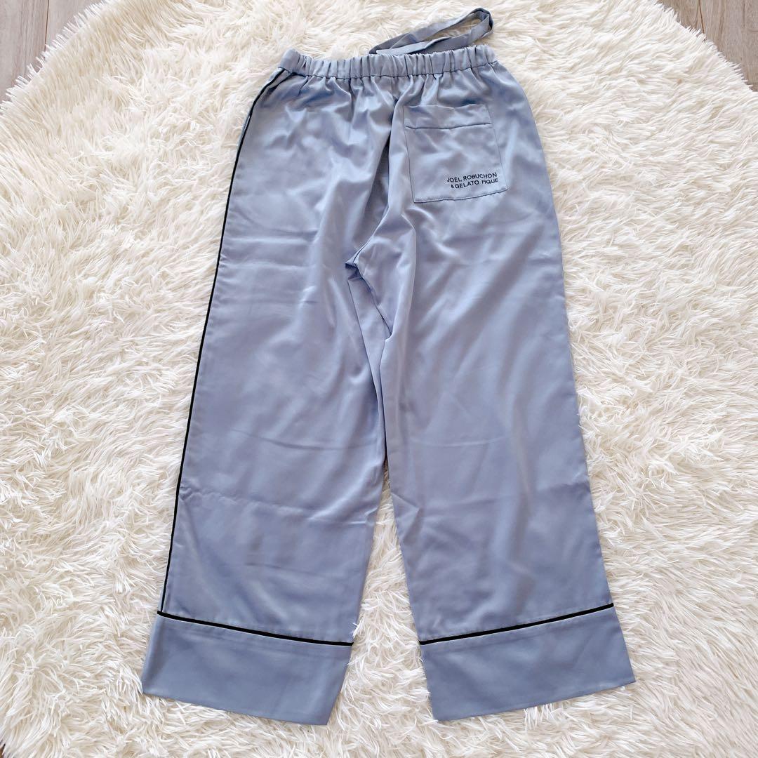 ジェラートピケ　ルームウェア　フリー　カシミヤ混　長袖　サテン　パジャマ　セット