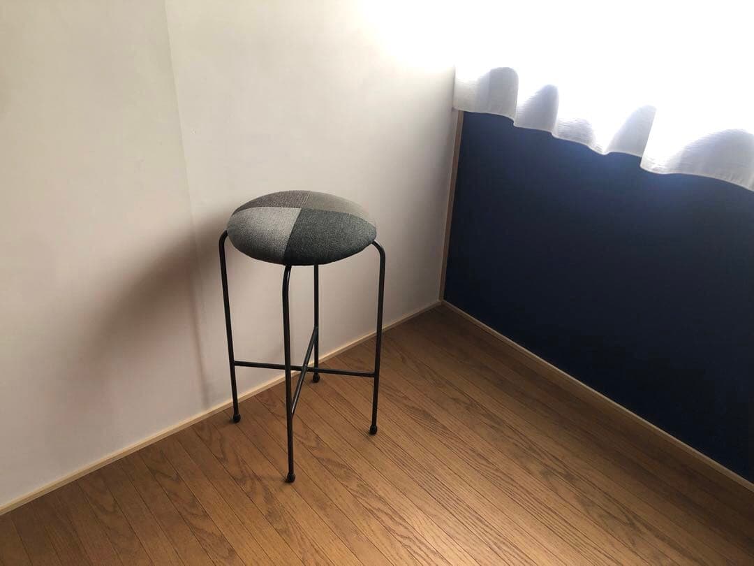 古家具 鉄無垢フレーム パッチワーク ハイスツール カウンターチェア ② レトロ