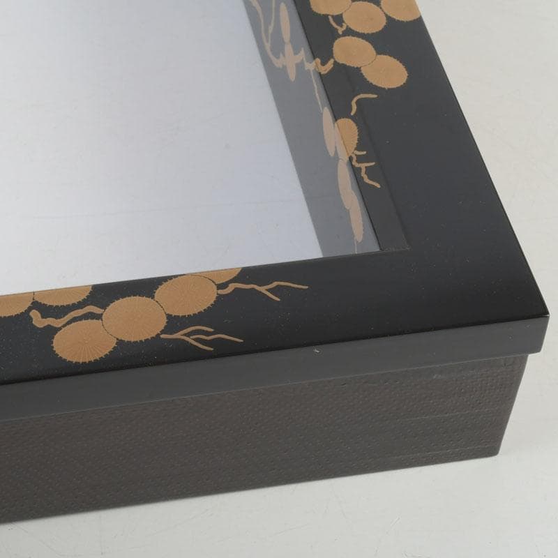 茶道具　塗師　宗寿作　笠松蒔絵　炉縁　堀内宗完（兼中斎）書付　共箱　M9890A