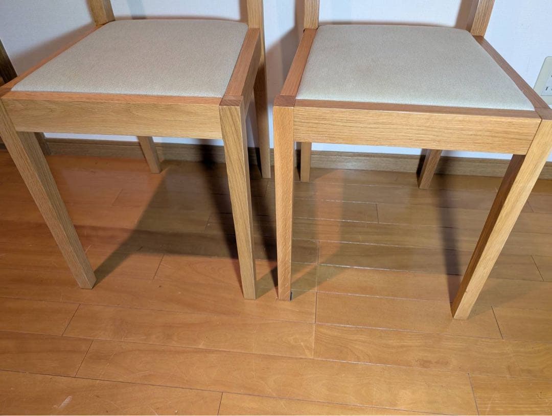 ■送料込■無印良品 オーク材 ダイニングチェア 綿平織 椅子 イス 廃盤品