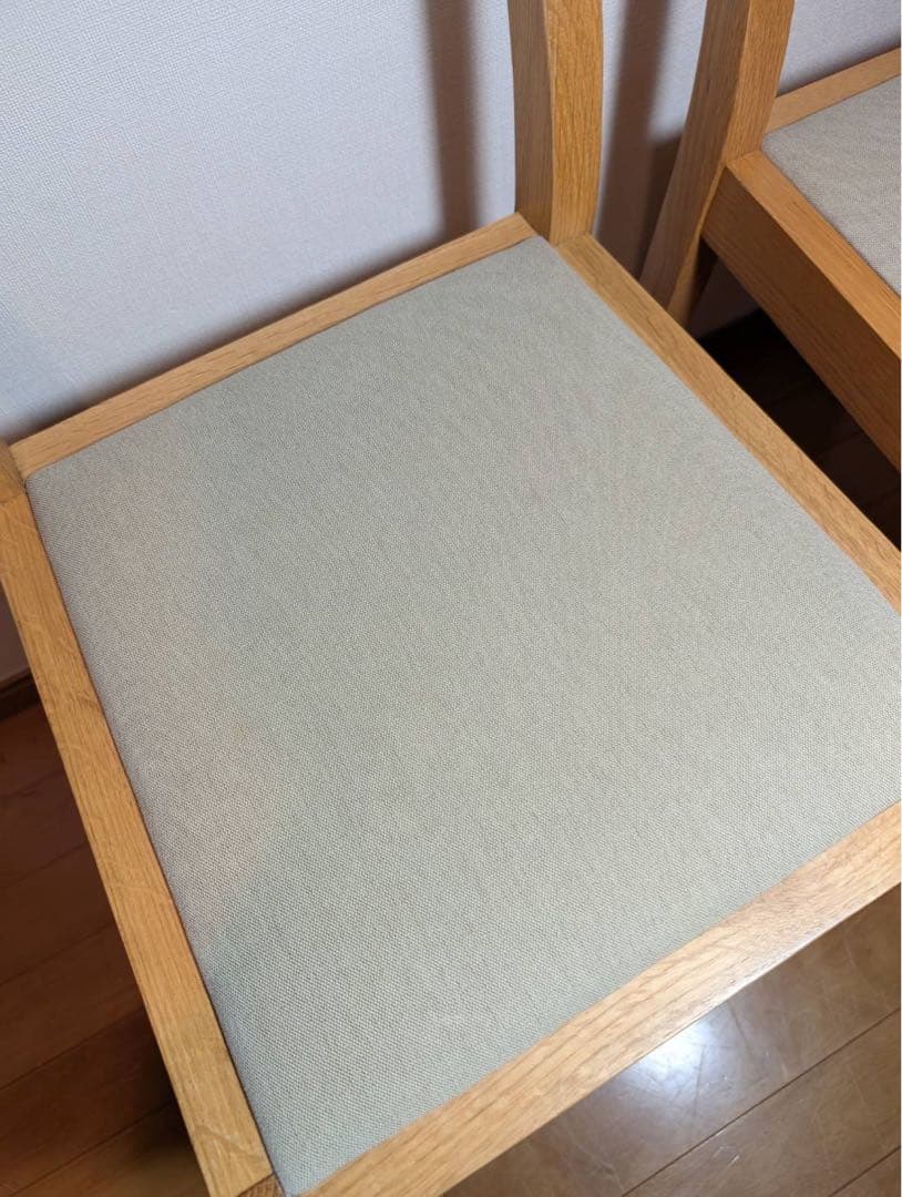 ■送料込■無印良品 オーク材 ダイニングチェア 綿平織 椅子 イス 廃盤品