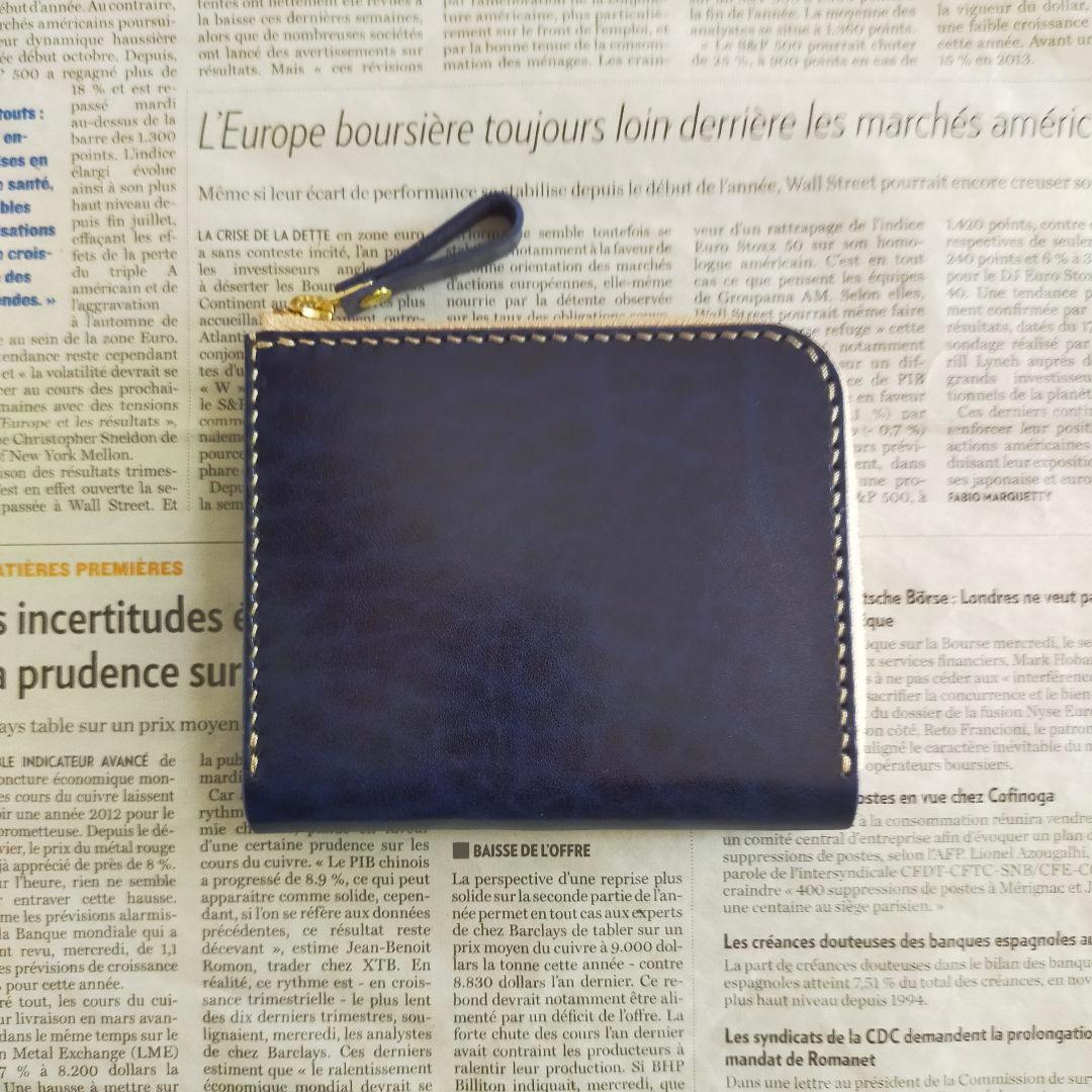 L字ファスナーウォレット　ルガトショルダー　ネイビー