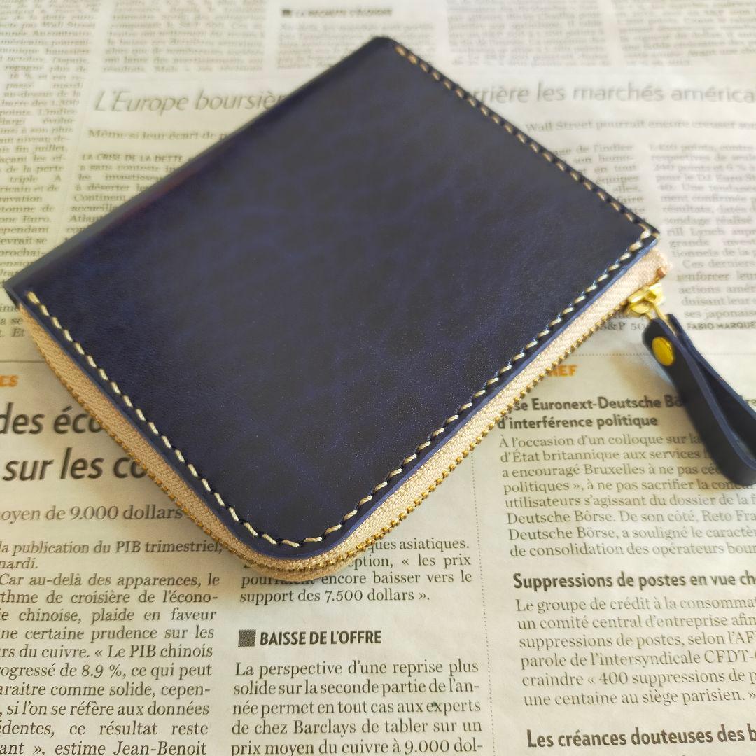 L字ファスナーウォレット　ルガトショルダー　ネイビー