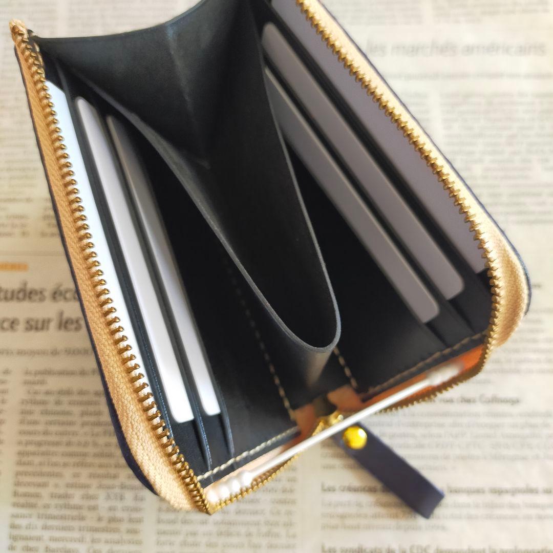 L字ファスナーウォレット　ルガトショルダー　ネイビー