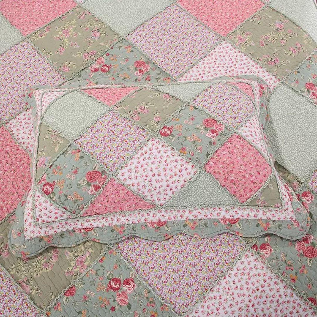 キルトベッドカバー3点セット綿マルチカバー キルティング c196