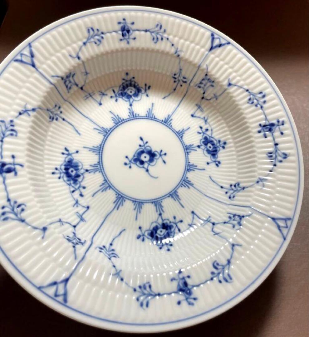 ロイヤルコペンハーゲンブルーフルーテッドプレインディーププレートペア21c新品未