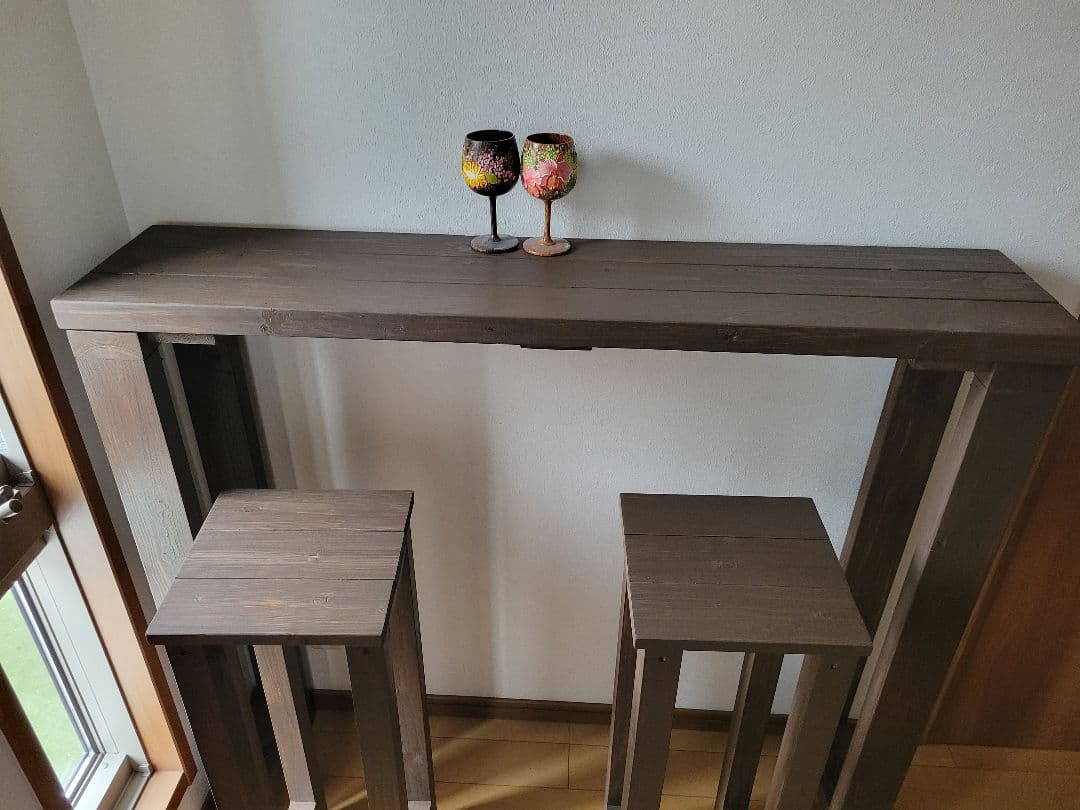 送料込み　120×27 高さ95 アンティーク　ウォールナットワックス