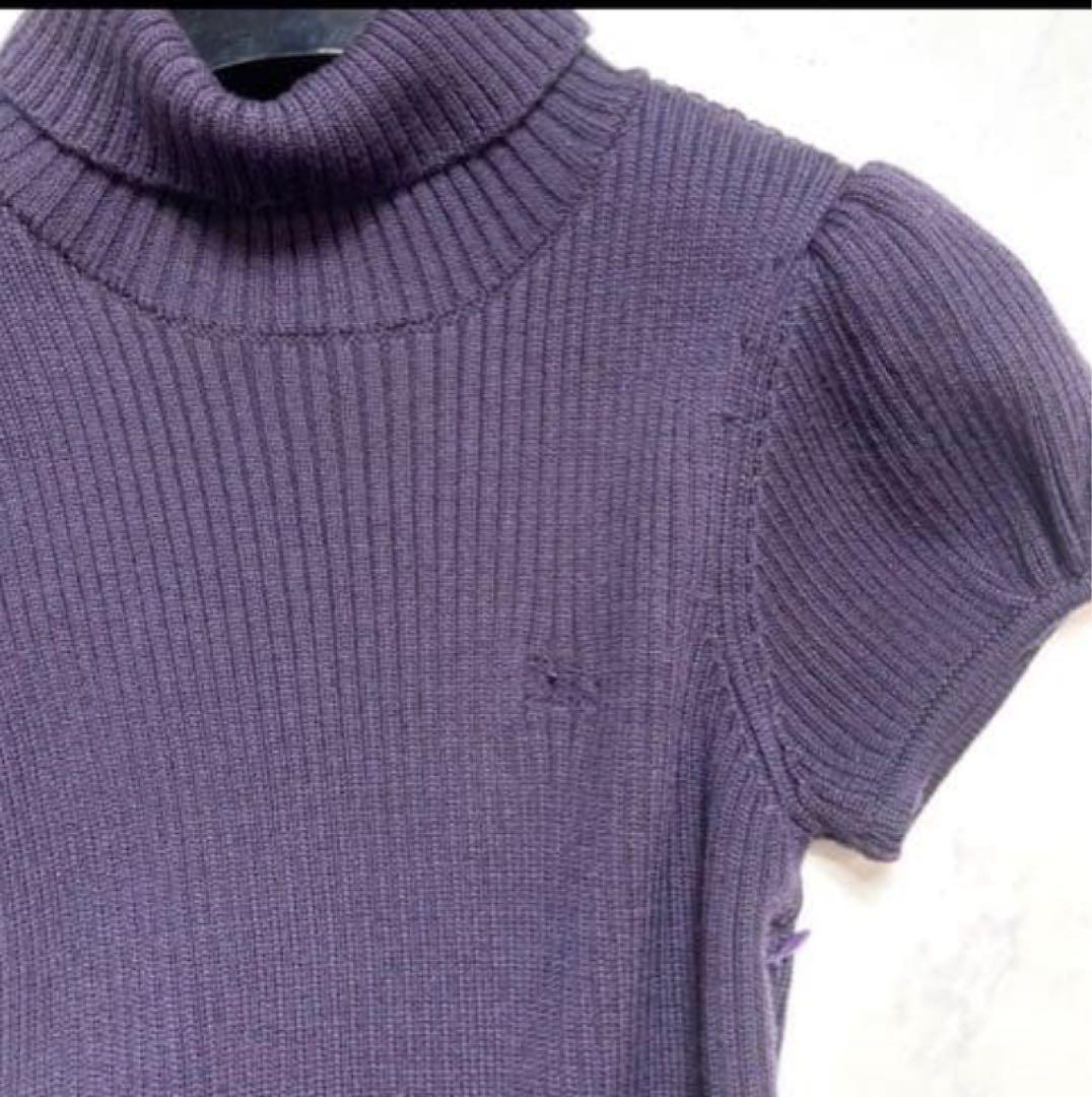 バーバリータートルネック 半袖ニットドレス