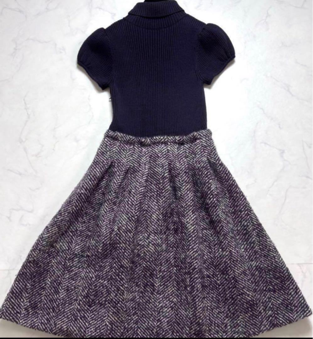 バーバリータートルネック 半袖ニットドレス