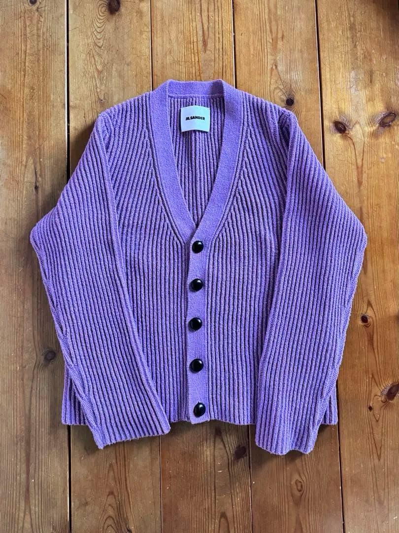 JIL SANDER パープル リブ編み カーディガン
