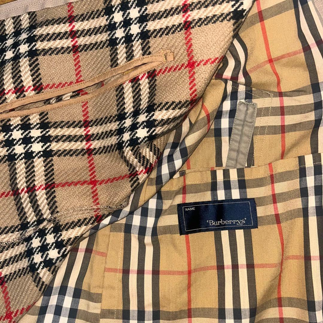 【人気】バーバリー ステンカラーコート ライナー付き ノバチェック　玉虫色M