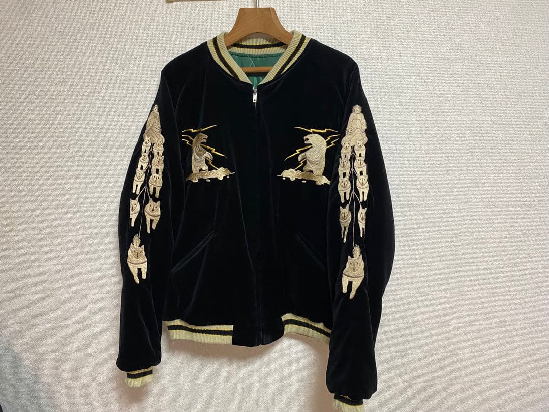 新品未使用 テーラー東洋 スカジャン ポーラーベア × アラスカ地図 別珍XXL