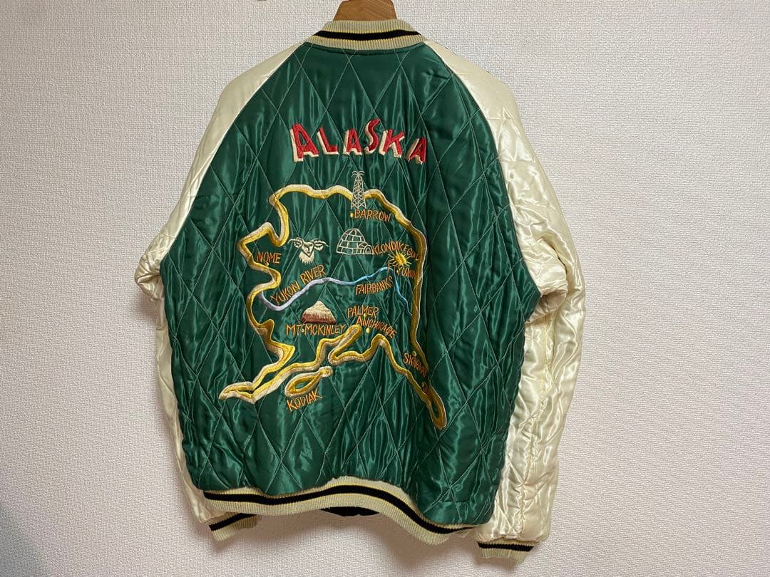 新品未使用 テーラー東洋 スカジャン ポーラーベア × アラスカ地図 別珍XXL