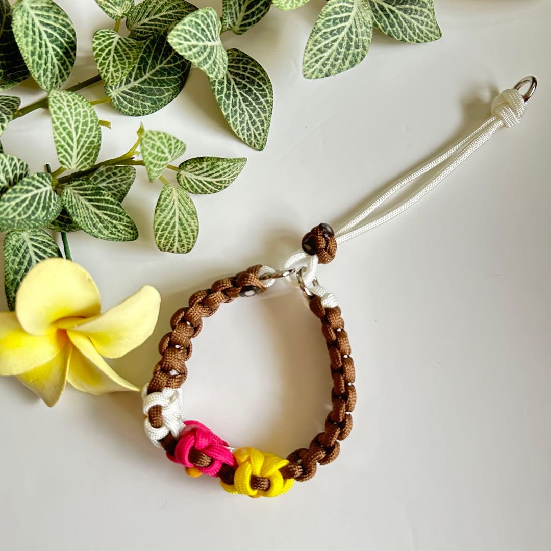 パラコード首輪　ハーフチョーク　お花3色　No.0144