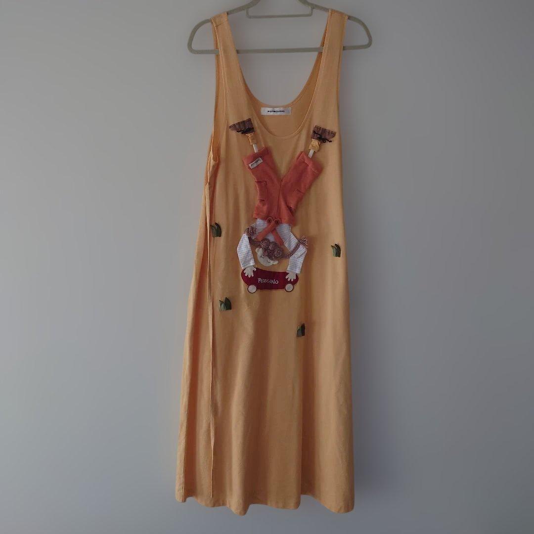 POTECHINO キャラクター付きエプロン オレンジ さえら