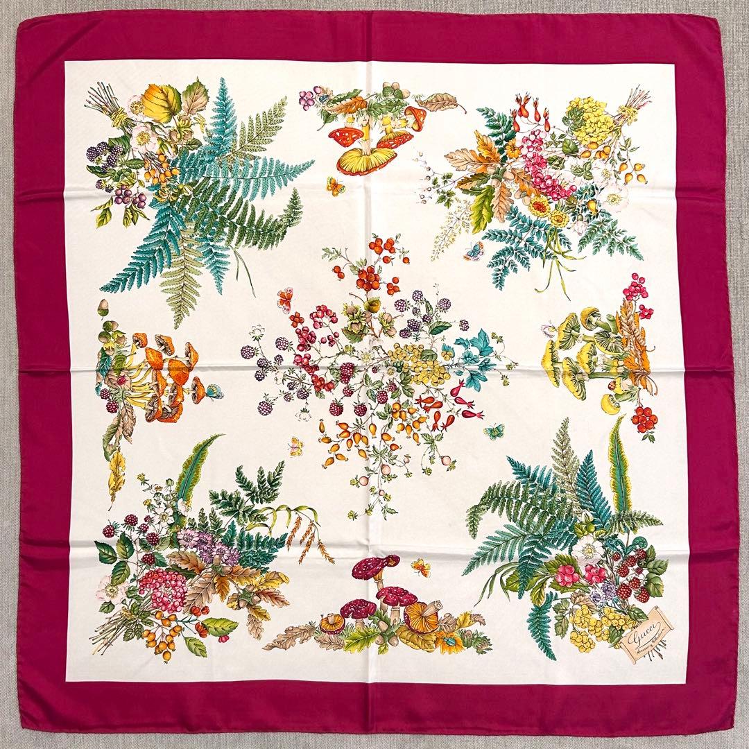 【極上美品】正規店購入品 グッチ フローラ柄 シルクスカーフ ヴィンテージ 綺麗