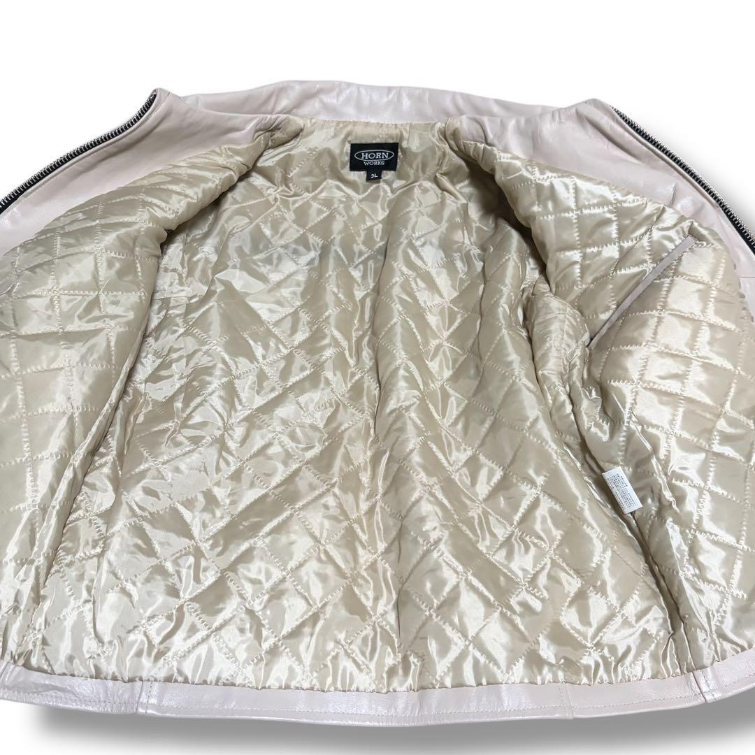 【美品】ホーンワークス シングルライダース レザージャケット 大きいサイズ