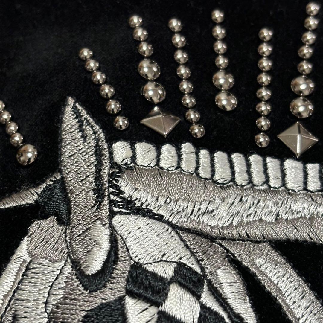 良品■Just Cavalli■ベロア ホース 刺繍スタッズ ボンバージャケット
