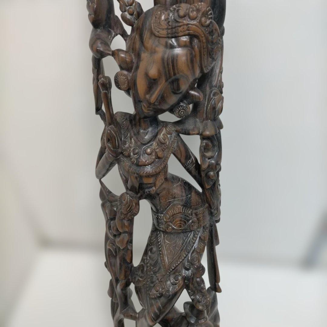 木彫り 女性像 天女風 置物 彫刻 オブジェ 中国美術 木製 260115-4T