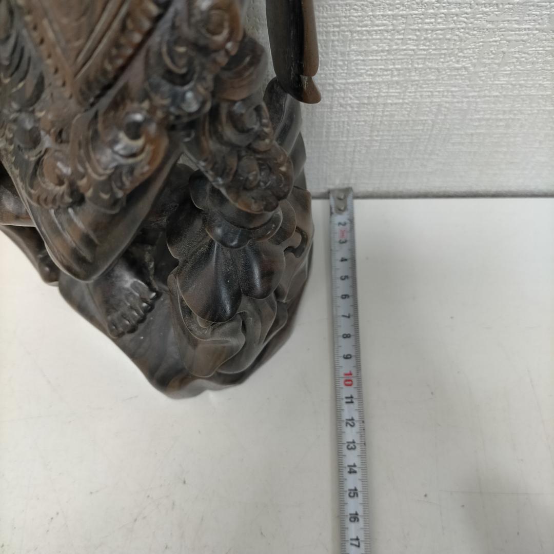 木彫り 女性像 天女風 置物 彫刻 オブジェ 中国美術 木製 260115-4T