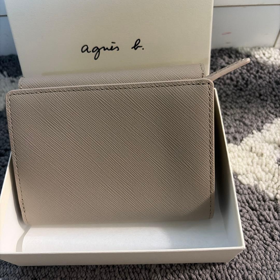 agnès b. ベージュ 二つ折り財布 箱付き