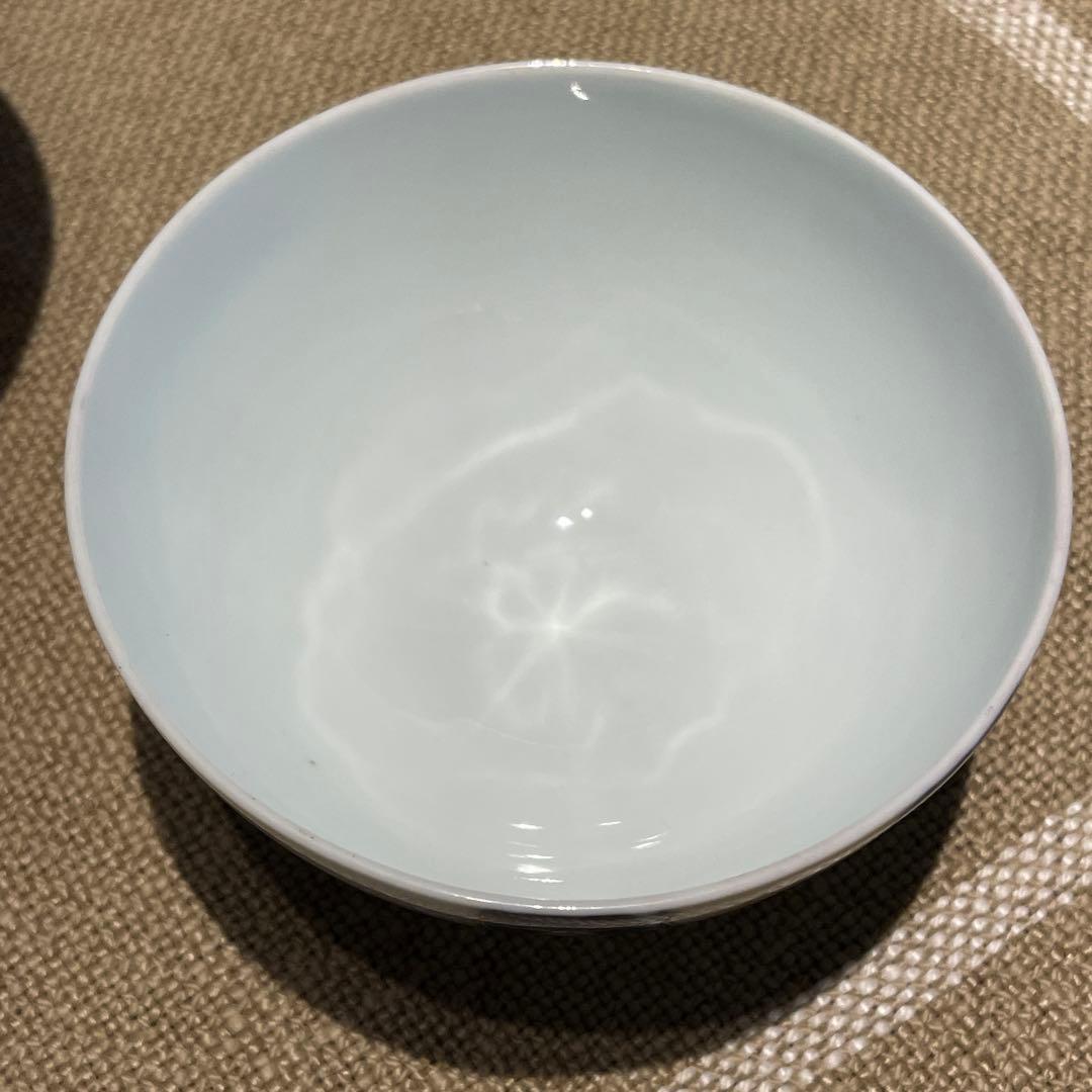 【レア】オールド深川 蓋付　手書き　富士印 松竹梅 払子結び紋 瑠璃 明治大正期