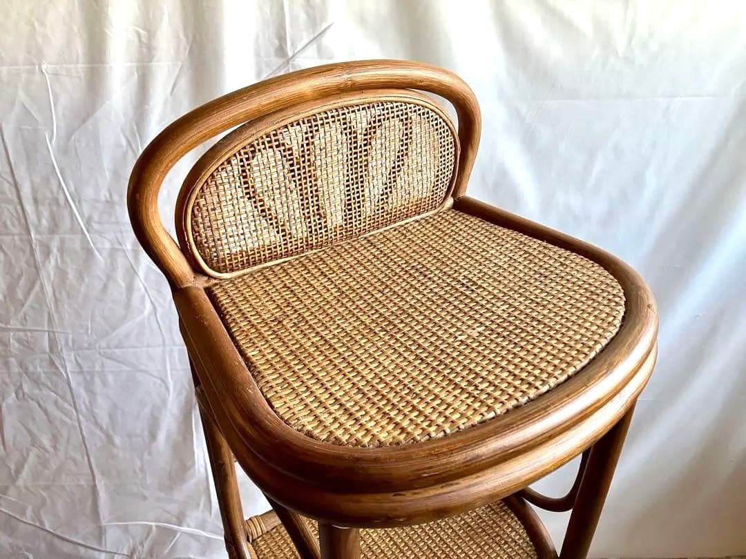 ✅昭和ビンテージ✅ラタン/竹製三段ラック/籐製の棚