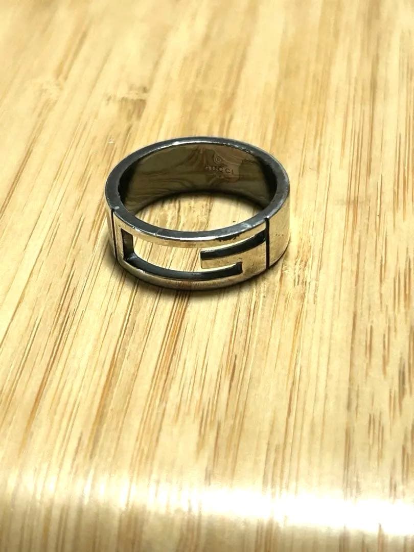 【GUCCI】シルバー925 ストライプライン ワイドリング24号