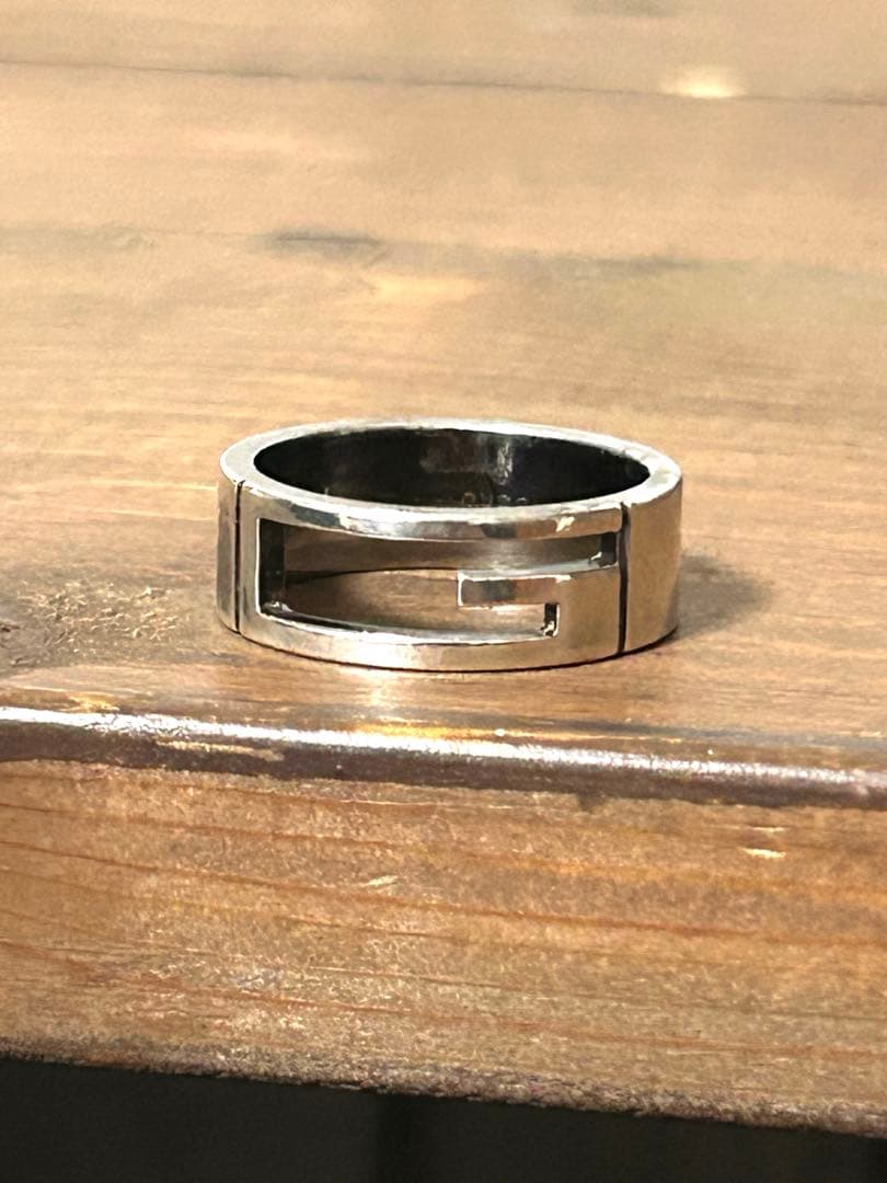 【GUCCI】シルバー925 ストライプライン ワイドリング24号