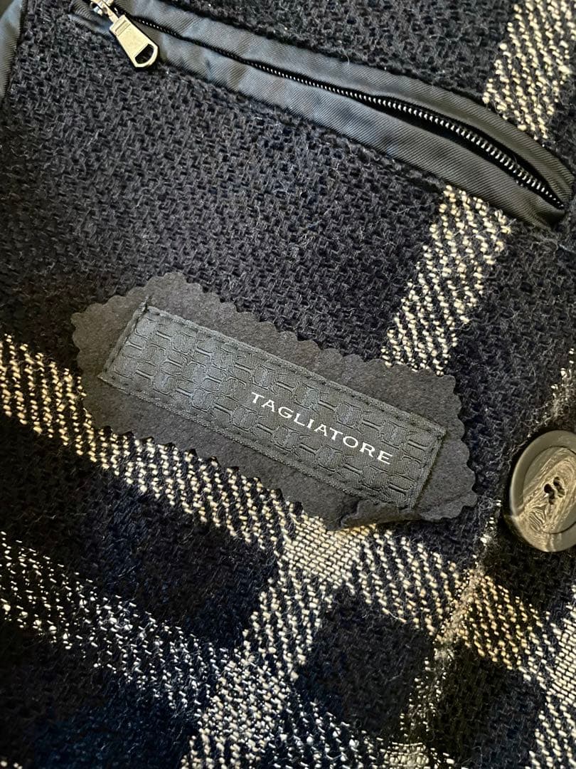 タリアトーレ⭐️ダブルベルデッドコート⭐️44 RIPA新ロゴ ブラック×マスタード