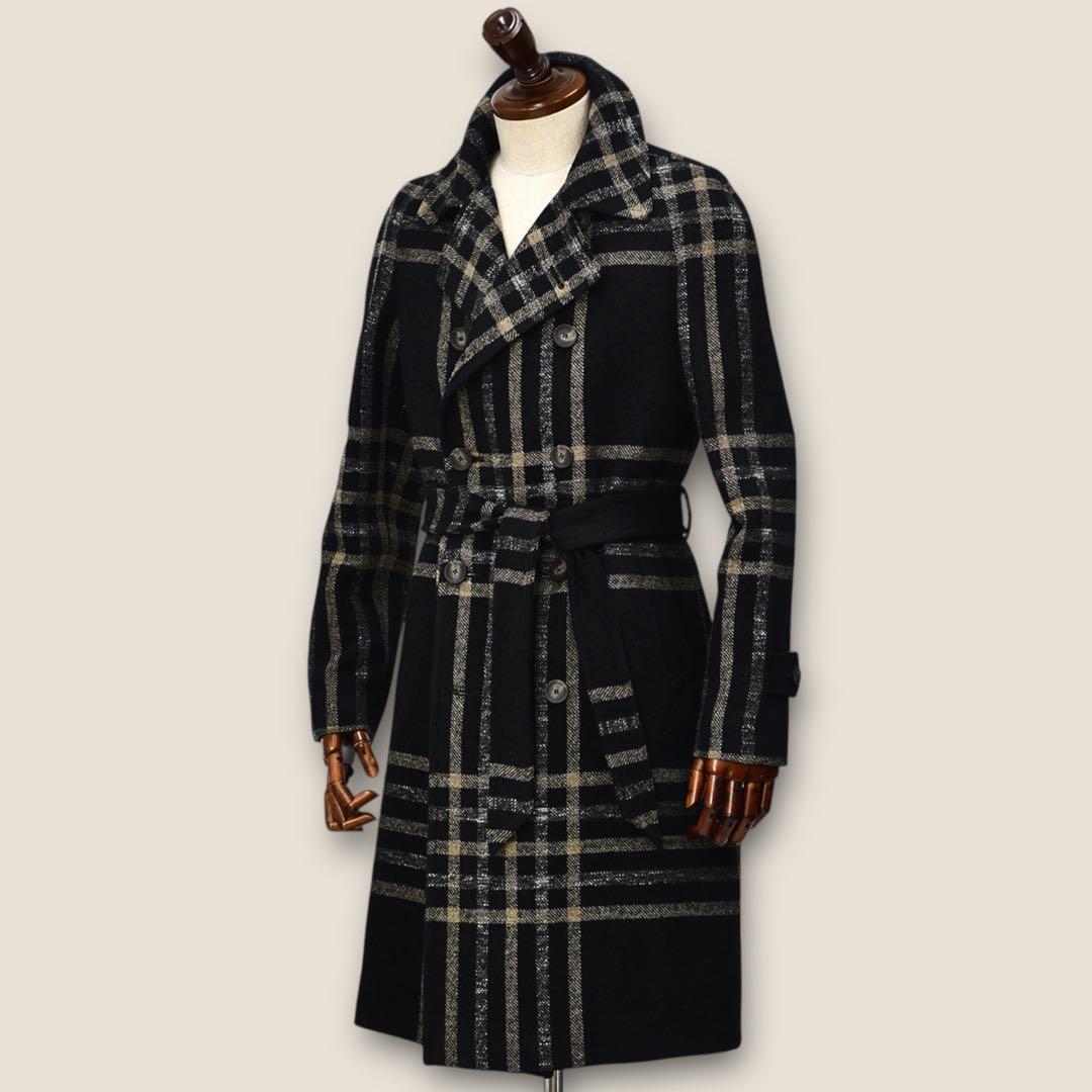 タリアトーレ⭐️ダブルベルデッドコート⭐️44 RIPA新ロゴ ブラック×マスタード