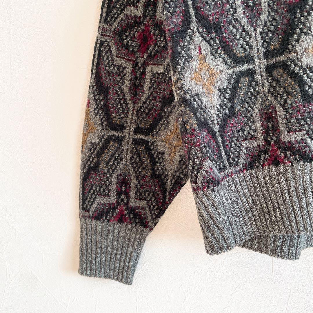 90s jantzen 総柄ニットカーディガン ブラック vintage 古着屋