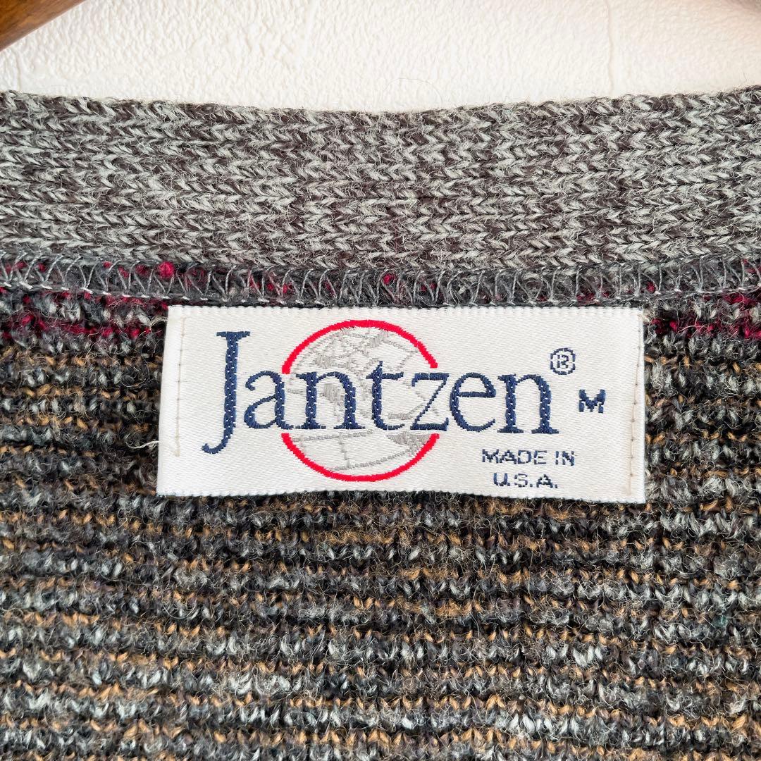 90s jantzen 総柄ニットカーディガン ブラック vintage 古着屋