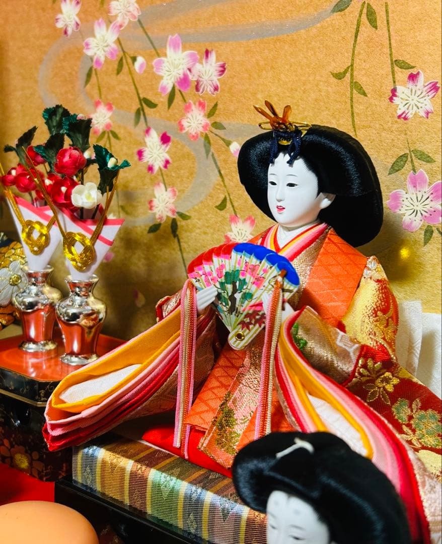 【久月　美品　縁起の良い高級雛人形】親王官女五人飾り　桃の節句に
