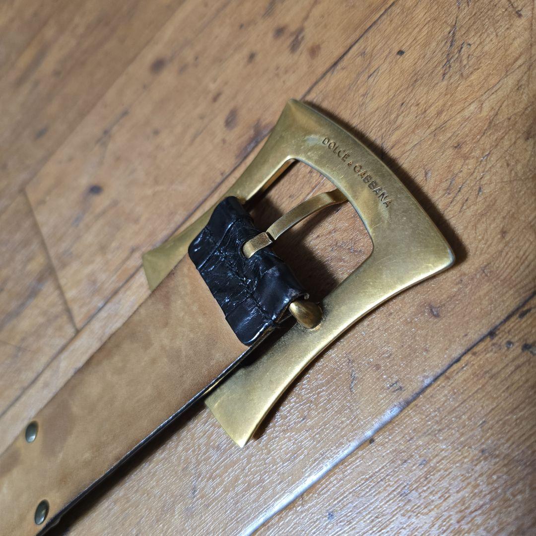 【希少】DOLCE&GABBANA スタッズ パイソン レザーベルト イタリア製