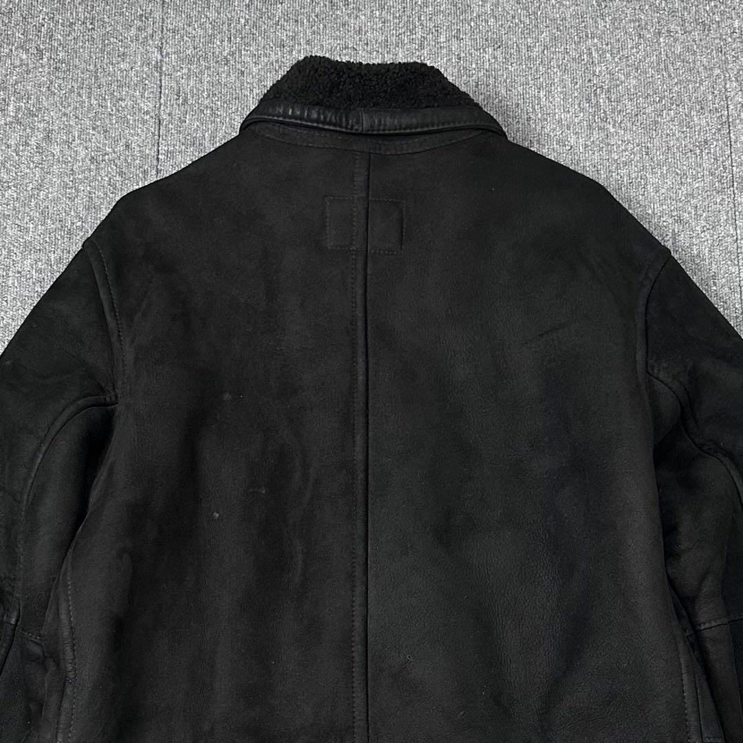 80s 90s カルバンクライン 本革 ムートンコート レザージャケット 黒