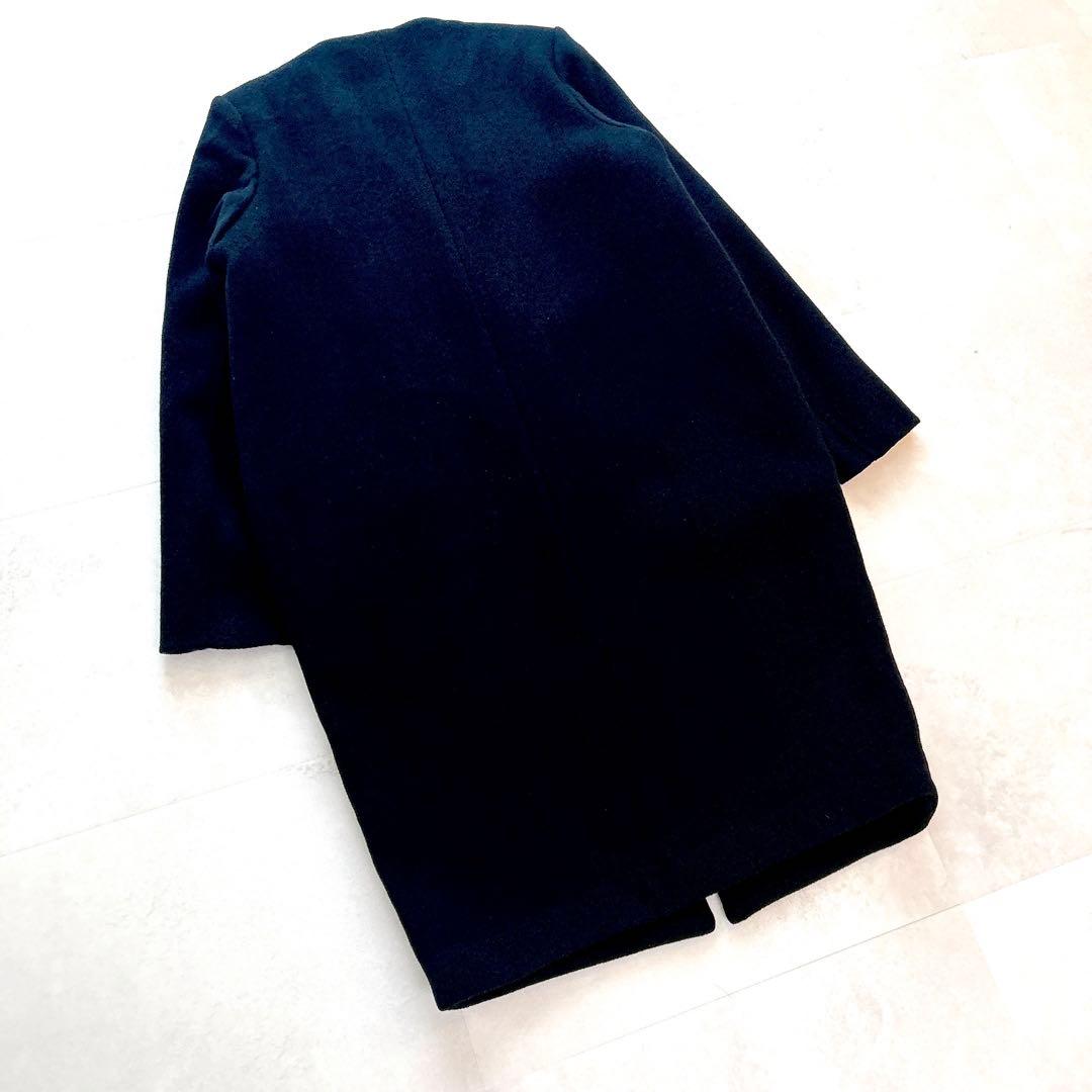 人気✨エンフォルド　ウールリバーバイカラーコート　ノーカラー　ダブルフェイス　M