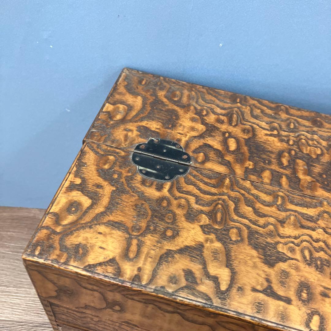 E-3 希少 昭和レトロ 木製 小引き出し 裁縫箱 ソーイングボックス 杢目