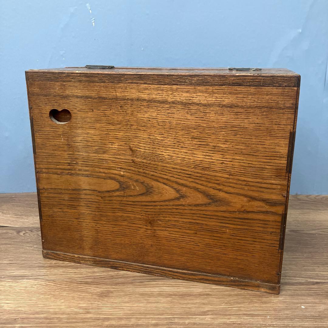 E-3 希少 昭和レトロ 木製 小引き出し 裁縫箱 ソーイングボックス 杢目