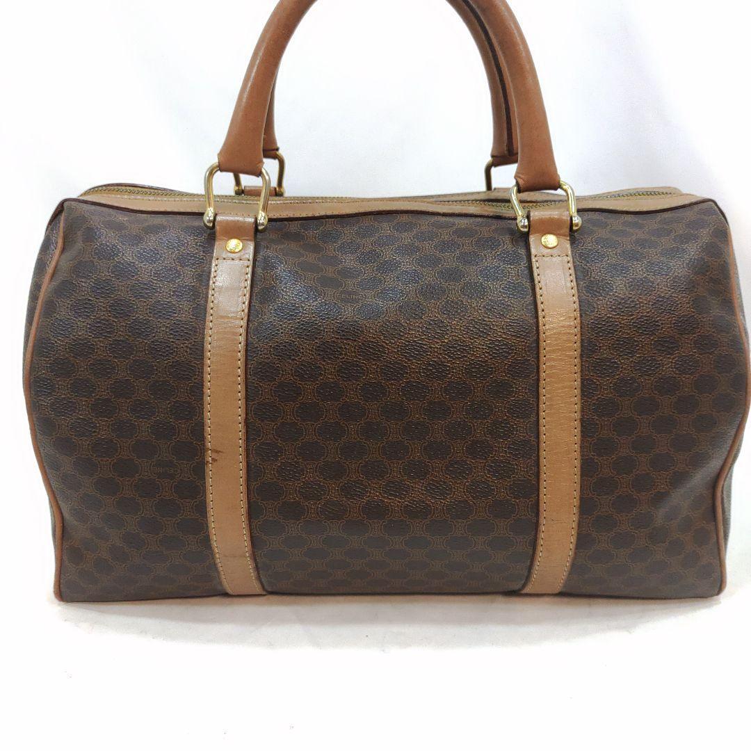 セリーヌ ボストンバッグ レザー×PVC A4可 マカダム柄 ブラウン