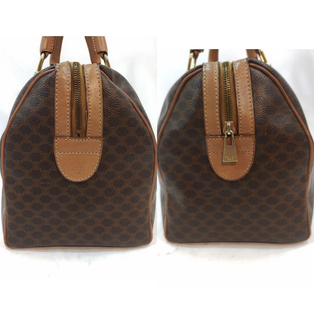 セリーヌ ボストンバッグ レザー×PVC A4可 マカダム柄 ブラウン