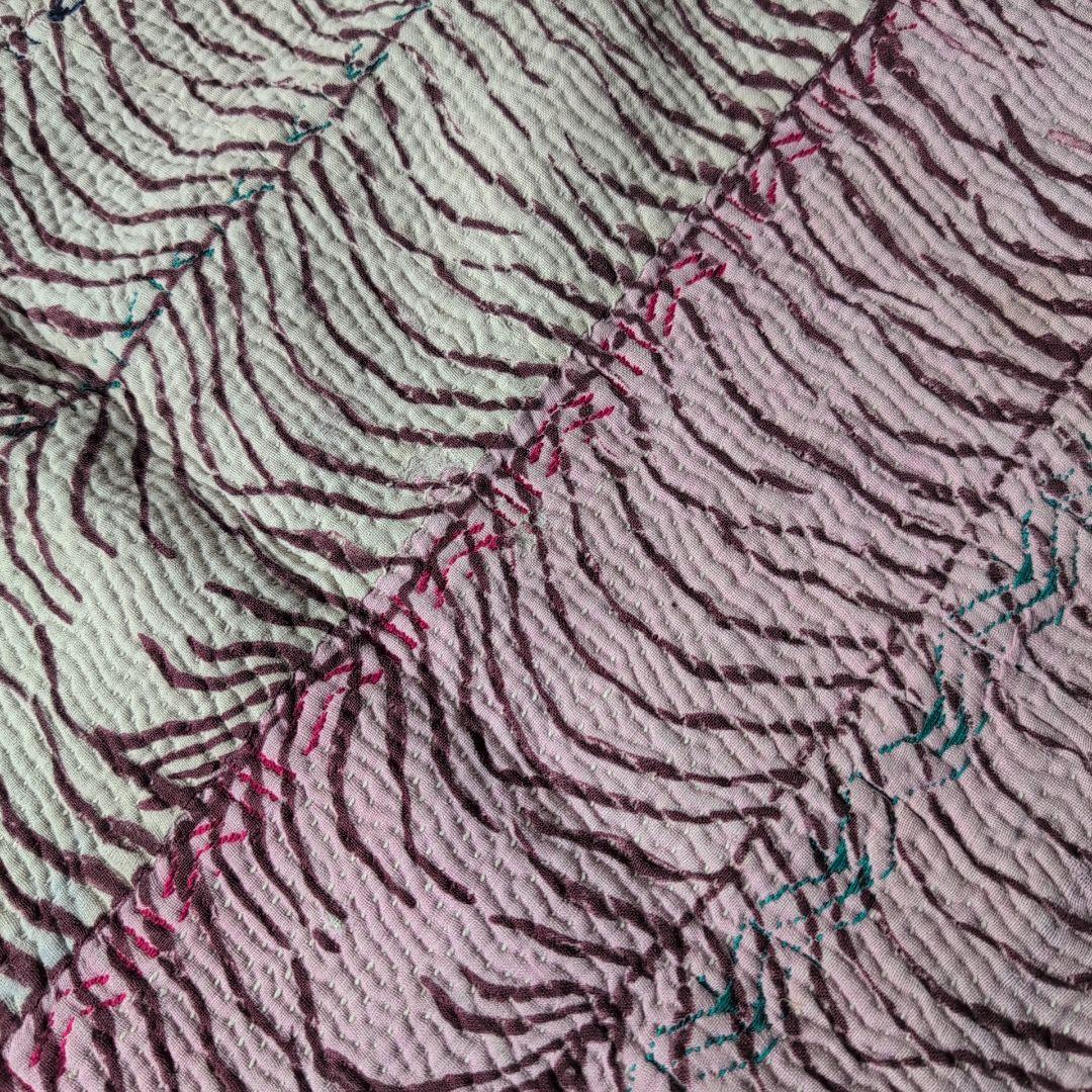 ピンク花柄 ブロックプリント ヴィンテージカンタキルト　ラリーキルト 690