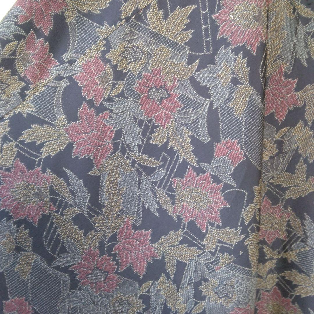 庄司さま専用　大島紬解き生地からバイアス仕立てロングフレアーワンピース2XL寸