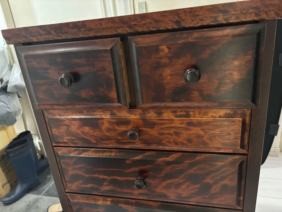 木製ダークブラウンチェスト 4段