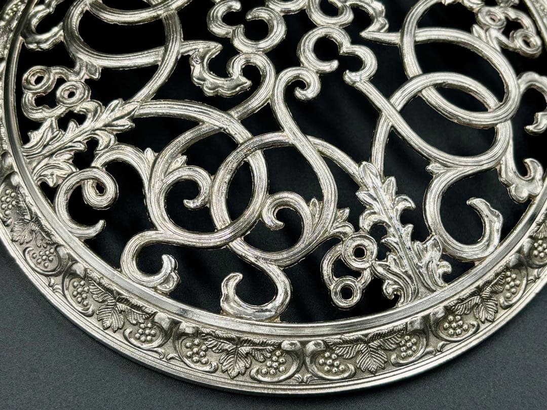 英国アンティーク　ローズボウル・フラワーボウル/ベース　シルバープレート　大