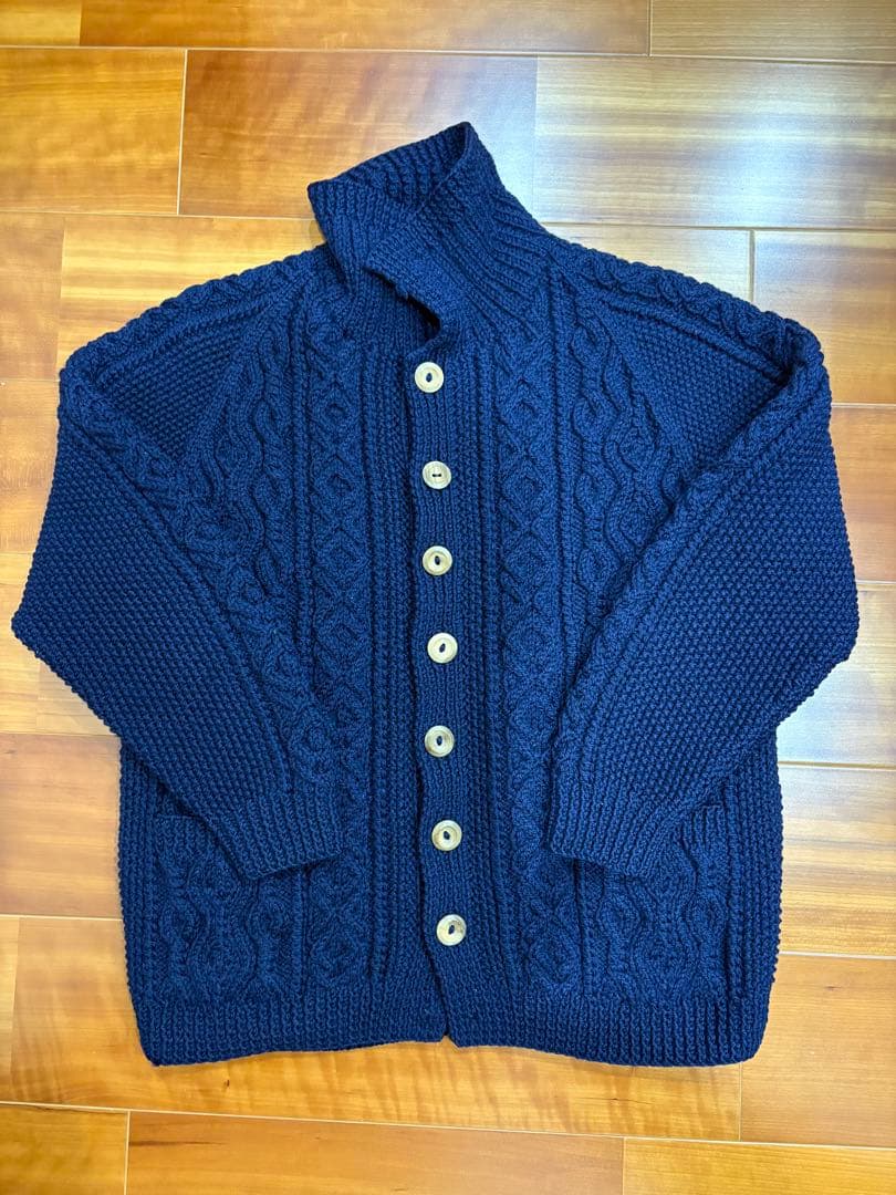 インバーアラン　3Aランバーカーディガン　ネイビー 42？　茶タグ　英国製