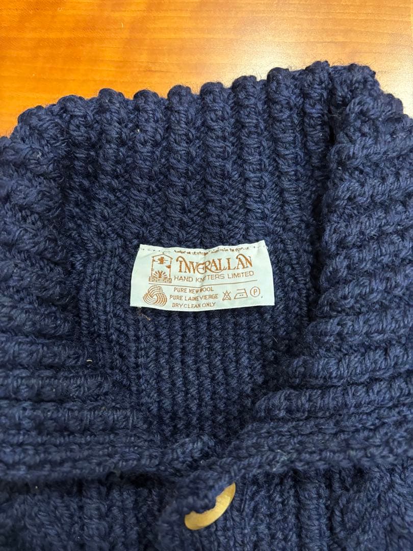 インバーアラン　3Aランバーカーディガン　ネイビー 42？　茶タグ　英国製
