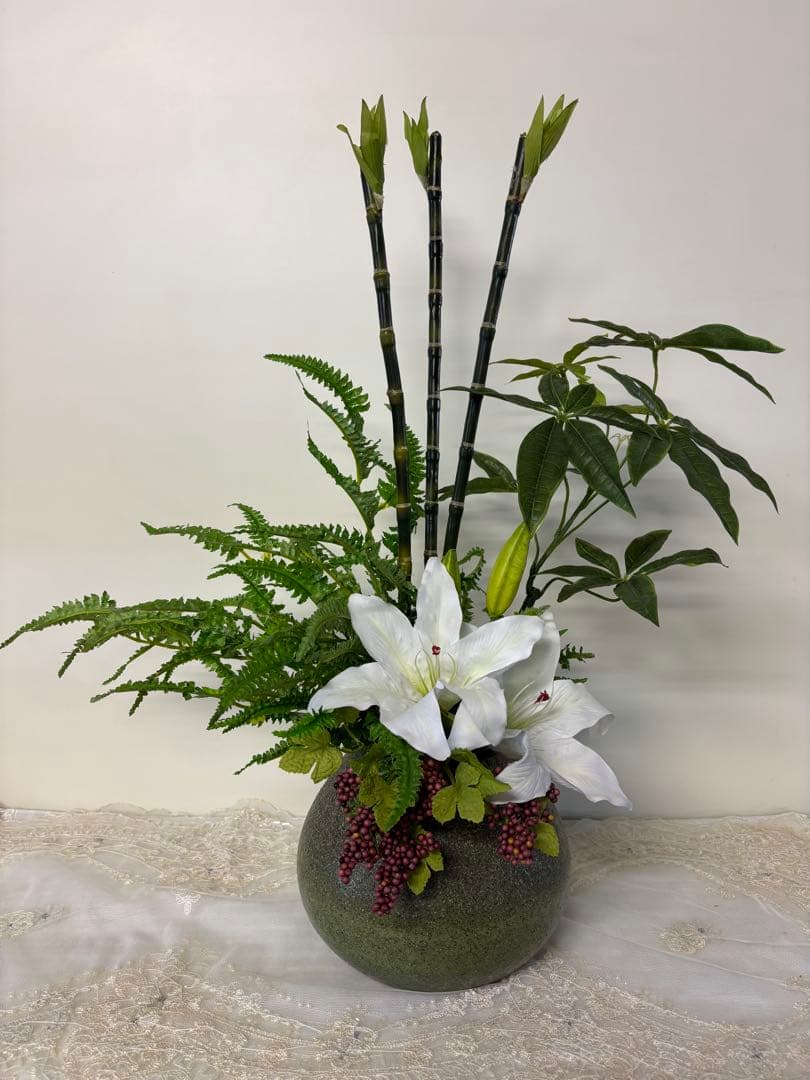 造花　アーティフィシャル　フェイクグリーン　カサブランカ　玄関　贈答品　正月