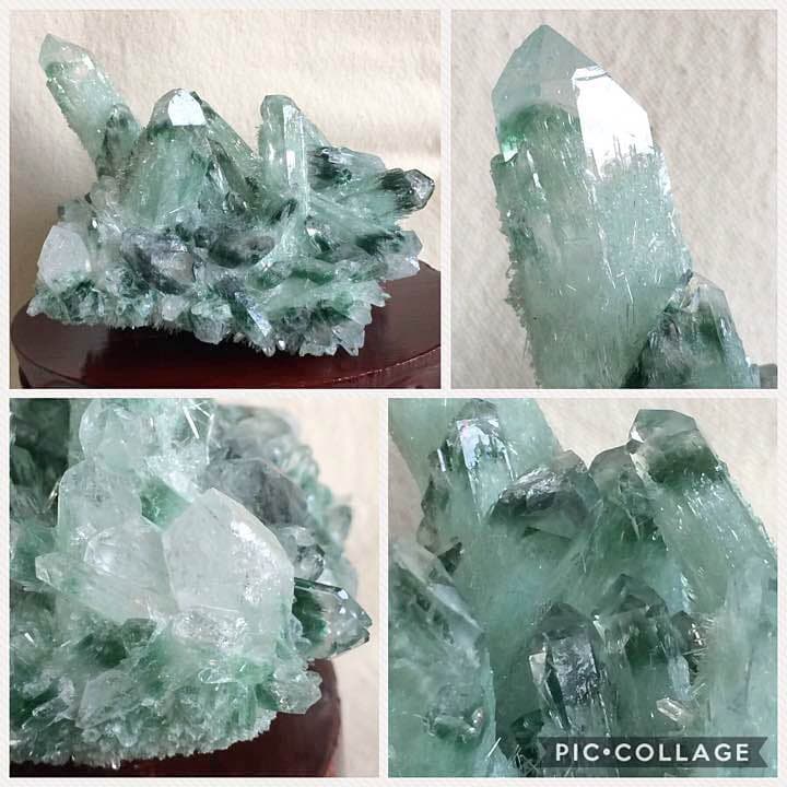 ☆ 綺麗！緑水晶 グリーンクォーツクラスター 732g 台座付き