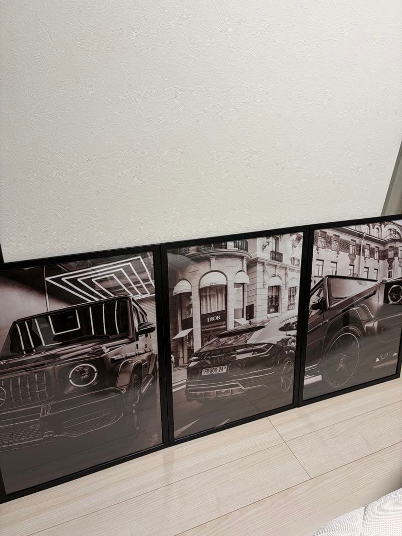フレーム付きアートポスター　車フォト　絵画　3点セット